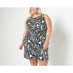 Jason Wu Romper Black White Woven Palm Printed Linen Blend Pockets NWT Size XL